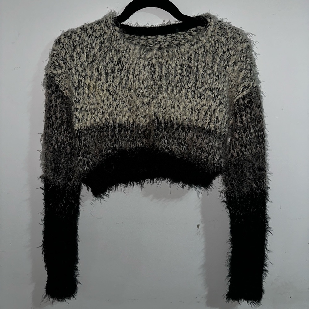 Cropped black and white sweater